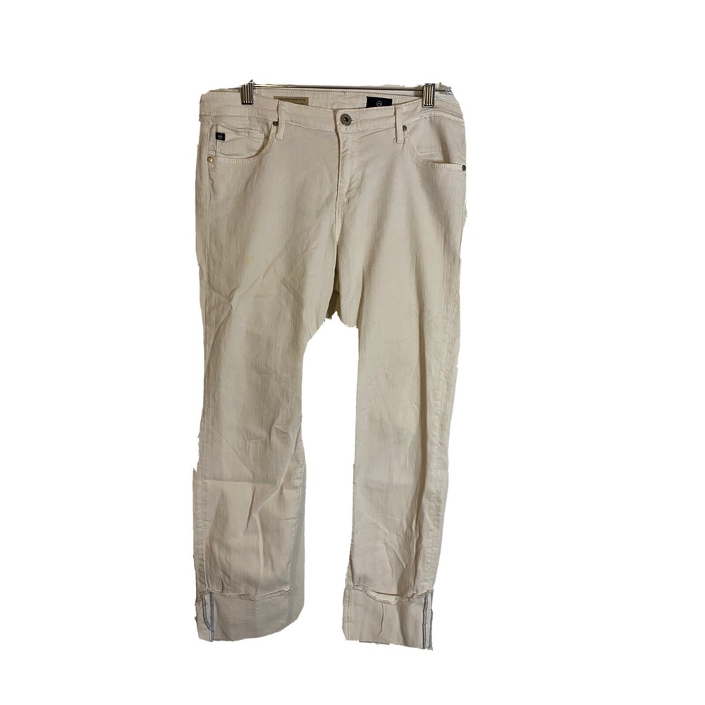 AG Adriano Goldschmied Stevie Jeans White Petite 32P Cropped Cuff‎